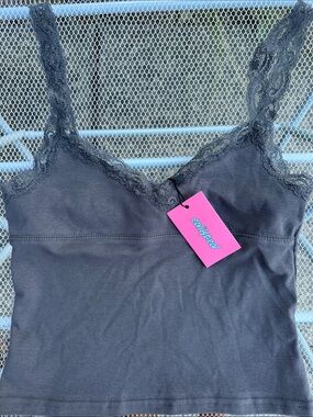 Edikted Gray Lace-Trim Camisole